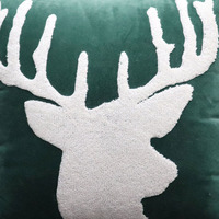 Housse de coussin de Noël moderne personnalisée de haute qualité, design brodé en velours vert promotionnel, décoration intérieure écologique