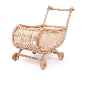 Feito à mão natural minúsculo rattan boneca, carrinho, adequado para criança, walker, brinquedo, bebê, caminhão, brinquedo para menino, brinquedo, totalmente natural