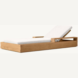 Chaise longue en teck de bonne qualité au style moderne pour une utilisation individuelle sur la terrasse ou au bord de la piscine - Product Image 5