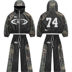 Custom Autumn Windbreaker Nylon Tracksuits Color Blocking Windbreaker <b>Track</b> Hooded <b>Jacket</b> Nylon Waterproof Trousers Set <b>Men</b> - Product Image 3