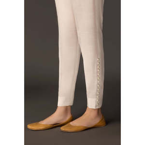 Pantalon droit respirant taille mi-haute avec boutons décoratifs 48 - Product Image 2