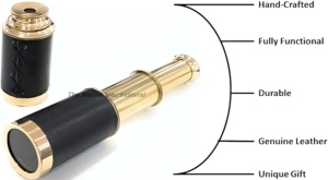 กล้องส่องทางไกลขนาดเล็กทำจากทองเหลืองสีดำเงางามมีกล่องไม้นำทางสำหรับโจรสลัด - Product Image 2