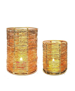 <b>Wire</b> Mesh Candle Holder Set Of 2 Pcs Steel Handmade Heat Resistant Home Decoration 6 And 4 Inches - Product Image 2