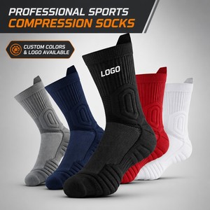 Chaussettes de travail mi-montantes de compression avec soutien de la voûte plantaire, très élastiques, pour le sport, le basketball et l'athlétisme, vente en gros - Product Image 1