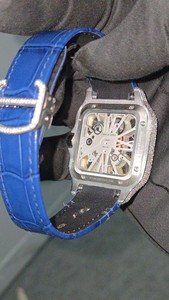 Reloj de Hombre con Incrustaciones de Moissanita Corte VVS, Relojes de Pulsera de Lujo para Hombre, Correa Azul Helada, Correa de Cuero Completa, Estilo Hip Hop - Product Image 5