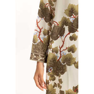 Camisa Informal Beige para Mujer, Texturizada, con Estampado Dobby, Diseño Floral Vintage, Talla XL, para Primavera, Verano y Otoño - Product Image 2