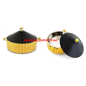 หม้ออุ่นอาหารทำจากโลหะแบบใหม่หม้อสแตนเลสสีทองแบบทุบออกแบบอย่างหรูหรา - Product Image 2