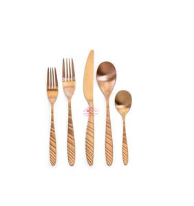 Ensemble de couverts en acier inoxydable de luxe de 5 pièces avec manche transparent de haute qualité, finition or brossé, pour hôtel et mariage - Product Image 2