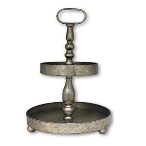 ชุดใหม่สองชิ้นพร้อมที่จับไม้ถาดเสิร์ฟชุบสังกะสีเหล็กโลหะดีไซน์ทันสมัยปรับขนาดได้ - Product Image 4