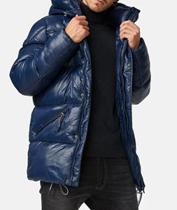 Custom Design Windproof Warm Winter Streetwear High Quality Designer Waterproof Hooded <b>Denim</b> Puffer <b>Jacket</b> - Product Image 5
