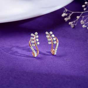 Boucles d'Oreilles en Diamant Feuilles Murales en Or Rose - Product Image 3