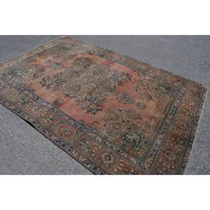 Alfombra turca de lana clásica marrón Beige de 6,6X9,5 pies, diseño de retazos para entrada, sala de estar o dormitorio, respaldo de látex - Product Image 4