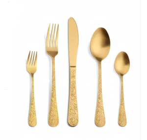 Fantastic Golden Plated Stainless Steel <b>Flatware</b> <b>Set</b> Engraved Designer Cutlery <b>Set</b> Decent Quality - Product Image 1