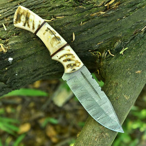 Couteau de chasse OEM personnalisé en acier inoxydable avec manche en corne de cerf - Lame dentelée de qualité supérieure pour le camping et la survie en extérieur - Garantie de 3 ans - Product Image 2