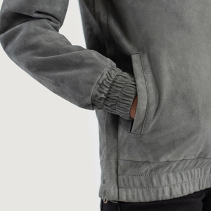 Women's Suede <b>Leather</b> Bomber Style Biker Jacket Genuine Sheep Skin Breathable Eco-Friendly Quilted Zipper Closure Finished - Product Image 5