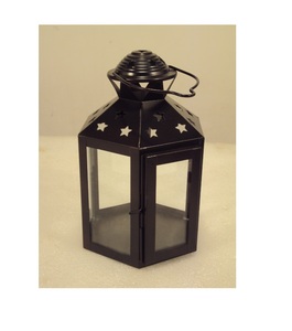 Modern Look Handmade Blue <b>Mini</b> Size Black Metal Decorative Iron <b>Lantern</b> for Indoor and Outdoor Home Living Room Decoration - Product Image 1