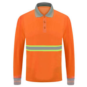 Reflective <b>Tape</b> High Visibility Work wear Construction Safety Long Sleeve Polo Shirt for Men Polo T-Shirts - Product Image 1