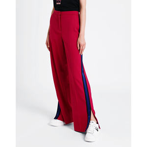 Pantalones de salón de pierna ancha teñidos con lazo sólidos ecológicos para yoga de ajuste regular de poliéster/algodón para mujer - Product Image 2
