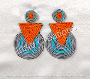 Boucles d'oreilles créatives géométriques colorées en perles Miyuki faites à la main, style bohème, collection 2025 - Product Image 6