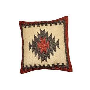 Funda de cojín Kilim cuadrada moderna, lana tejida a mano y yute para decoración del hogar, compras en línea - Product Image 1