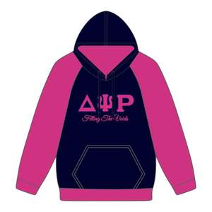 2Delta Psi Rho Sorority Raglan Sleeve Pullover Hoodie Navy 80 Algodón 20 Poliéster Relleno de los huecos Greek Life Casual Wear Hoody - Product Image 2