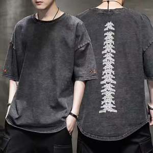 Camisetas de lavado ácido de algodón 100% de alta calidad para hombres logotipo personalizado transpirable de gran tamaño hombro caído corte perfecto sólido OEM - Product Image 3