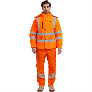 Long-Sleeve Men's Reflective Hi-Visibility <b>Waterproof</b> Cotton <b>Work</b> Coveralls Road Construction Anti-Flame Fire Retardant - Product Image 1