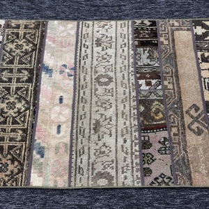 2.7x6.2 ft Rug, Turkish Vintage Rug, <b>Brown</b> Patchwork <b>Wool</b> Rug - Product Image 5