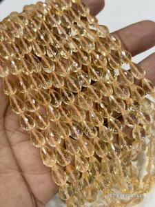 Cuarzo Citrino Amarillo Natural AAA, Facetado, Forma de Lágrima, Perforación Recta, Hilo de 14 Pulgadas, 6x9mm Aprox. - Product Image 5