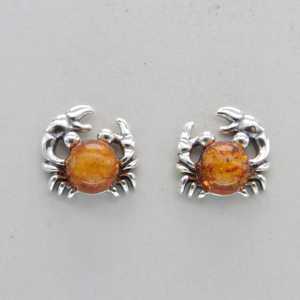 Wholesale Personalized Custom Fine Jewelry Cute Design Crab Shaped 925 Sterling Silver Natural Baltic <b>Amber</b> Stone <b>Stud</b> <b>Earrings</b> - Product Image 1