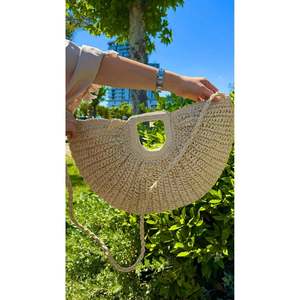 Sac en paille beige tricoté à la main 22x47 cm CNT1052 - 1017-beige - Product Image 6
