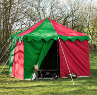 3x3 m² Tente carrée robuste pour reconstitutions médiévales, foires, camping et usage extérieur, en toile de coton 425 GSM, avec poteaux en aluminium, installation facile