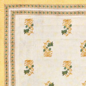 Couette Kantha en coton taille unique pour hivers légers impression bloc à la main motif feuille Rajai 150x225 cm couleur marron - Product Image 4