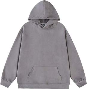 Sweat à capuche pour hommes brodé de logo personnalisé Vintage lavage à l'acide Streetwear Basics Winter Cotton Blended Hoodie Manufacturers' Hoodie - Product Image 3