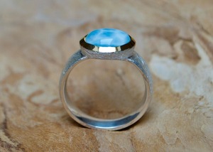 Anillo de Compromiso Vintage de Plata de Ley 925 con Larimar Azul Natural, Chapado en Oro, Joyería Hecha a Mano, Regalo para Ella - Product Image 4