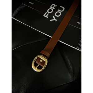 เข็มขัดลำลองสำหรับผู้หญิงพร้อมหัวเข็มขัดโลหะผสมรูปวงรีสีทองสุดหรู - Product Image 2