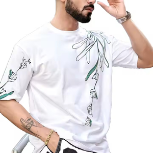 Nueva llegada tendencia moda gran tamaño gota hombro camiseta personalizada calidad impresión camisetas 3D bordado Logo impresión camisetas - Product Image 3