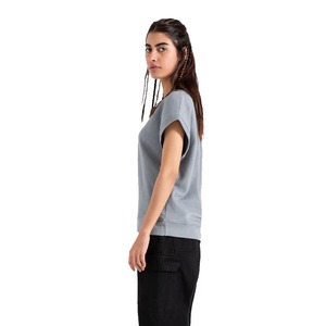 Camiseta extragrande con cuello en V de algodón 220 GSM 100% para mujer, Camiseta corta informal ajustada transpirable ecológica con patrón estampado todo - Product Image 3