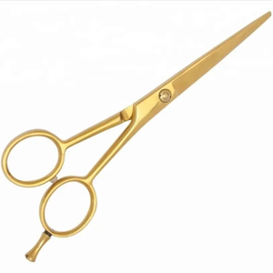 Wholesale 7-Inch Gold Plated Barber <b>Scissors</b> Stainless Steel <b>Hair</b> Cutting Straight <b>Thinning</b> <b>Scissors</b> with Sharp Blade Tip - Product Image 1
