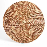 Napperons en rotin tissé à la main, tapis de table ronds naturels et écologiques pour accessoires de salle à manger en gros
