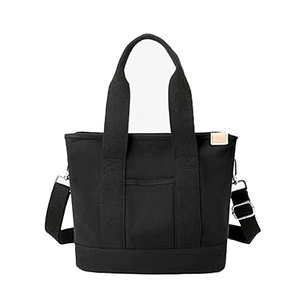 Bolsa de Lona Negra Personalizable, Resistente al Agua, con Asa Suave y Correa para el Hombro, Unisex - Product Image 1