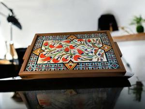 Bandeja de Servicio de Diseño con Recubrimiento de Esmalte de Madera MDF, Bandeja de Mesa de Alta Calidad para Hoteles y Restaurantes - Product Image 3