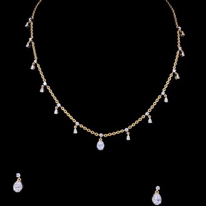 premium 14 kt rose gold lab grown diamond <b>necklace</b> <b>and</b> <b>earring</b> <b>set</b> handcrafted <b>bridal</b> jewelry made in india for gifting - Product Image 4