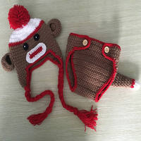 Disfraz de Mono Personalizado para Bebé Recién Nacido, Accesorio de Fotografía para Exteriores, Hecho a Mano con Ganchillo, Traje de Punto con Gorro y Pantalones con Diseño de Personaje