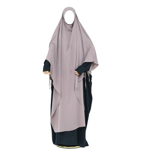 Bonito estilo árabe islámico modesto recto gasa Abaya Khimar sin mangas Burqa caftán bata patrón sólido ropa de oración - Product Image 1