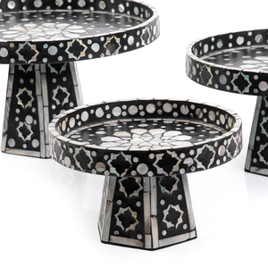 New Design Elegance Mother of Pearl Inlay Cake Stand for Ramadan Eid Holiday <b>Table</b> Decoration From Vietnam - Product Image 2