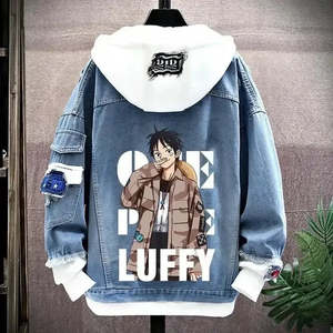 Sweat à capuche One Piece Anime, coupe ample, tissu denim - Product Image 4
