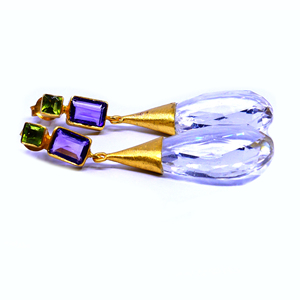 Classic Celeb Style 925 Sterling Silver 925 Gold Plated Ladies' Charm <b>Earrings</b> with <b>Peridot</b> Gemstones for Daily Wear - Product Image 1