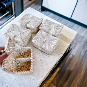 Boîte de panier de rangement de forme carrée d'herbe de Sabai naturelle écologique faite à la main au prix de gros pour la maison - Product Image 6