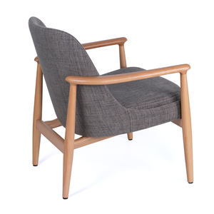 Silla Minimalista Rondic con Forma de Huevo, Tapizada en Tela Ahumada, Patas de Madera, Asiento Acolchado Cómodo, Diseño Elegante y Atemporal para Sala de Estar - Product Image 3